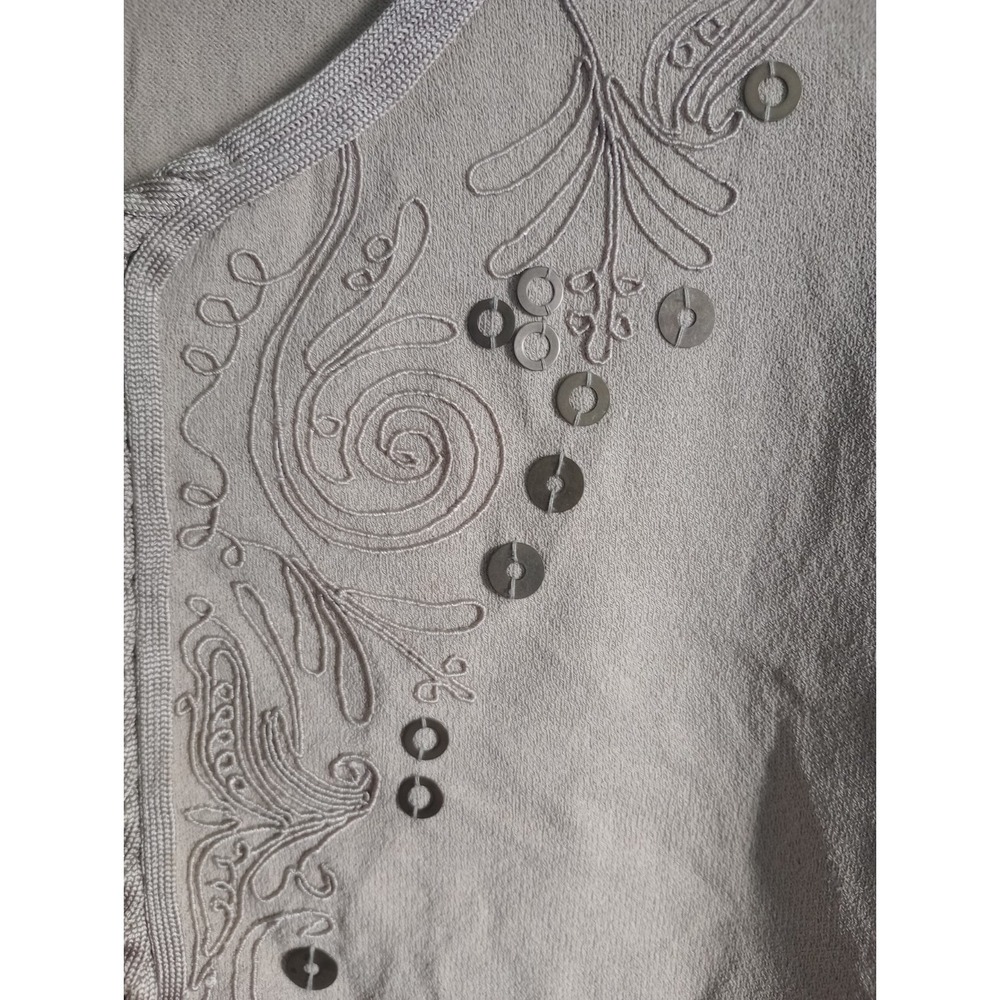 Anne Klein Embroidered Top Neutral Office Metal & Braid Detail Beige Size Large - Picture 3 of 5